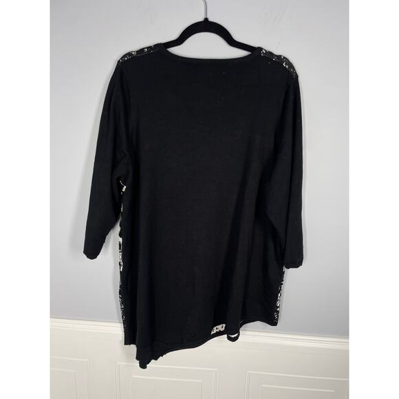 Premise Studio, Size 3X, Black & White Top, Asymmetrical Hem, Ombré Knit, EUC - Picture 5 of 6